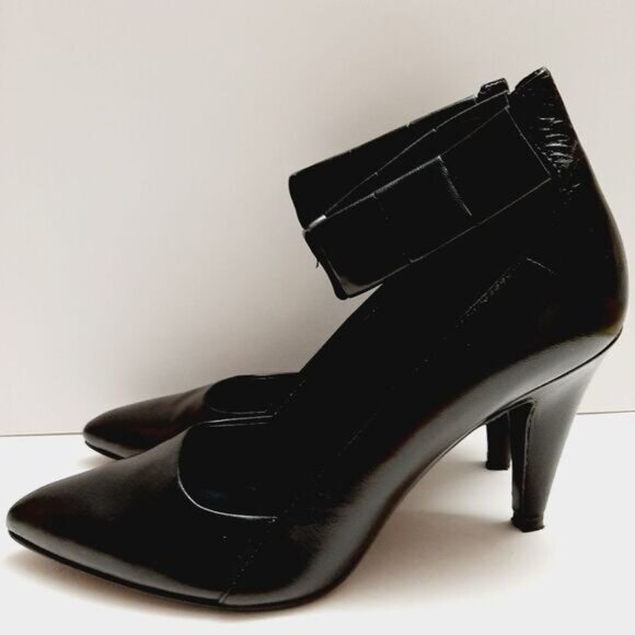 NINE WEST PrepSchool Ankle Strap Pointy Toe High Heel Pumps Black Sz 8.5 M - Picture 8 of 16